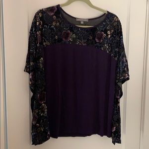 Purple Burn Out Poncho Top Kate & Mallory S EUC